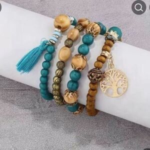 NWT - Bohemian Boho Style Stack Bead Bracelet - Stretxhy fits all sizes Handmade